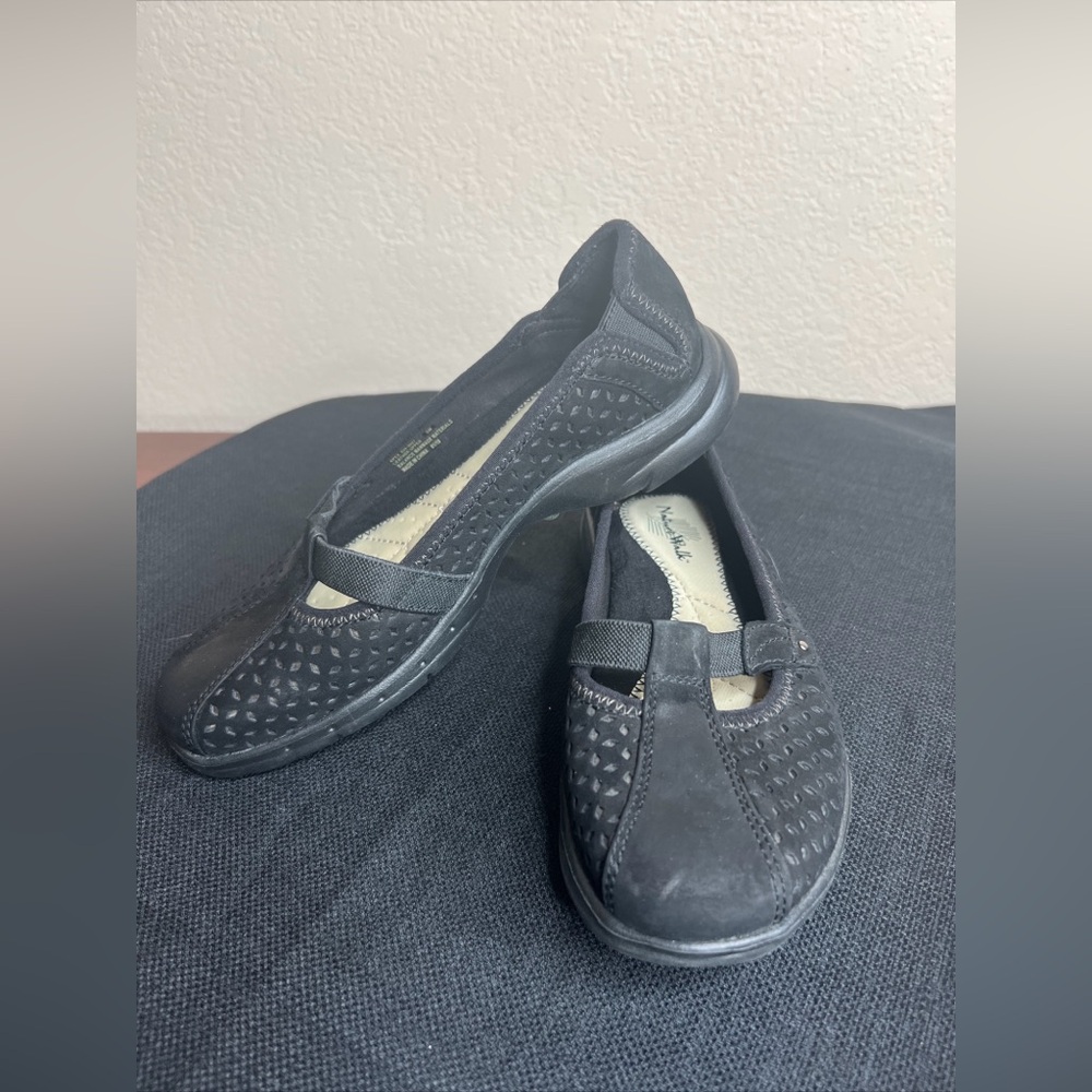 Nature Walk Black Women’s 6M Faux Suede Mary Jane Comfort Walking Shoes Slip On